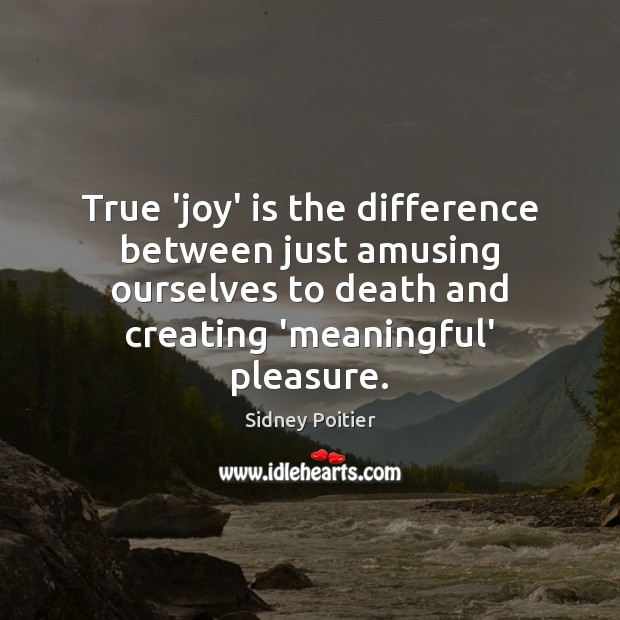 True ‘joy’ is the difference between just amusing ourselves to death and Sidney Poitier Picture Quote