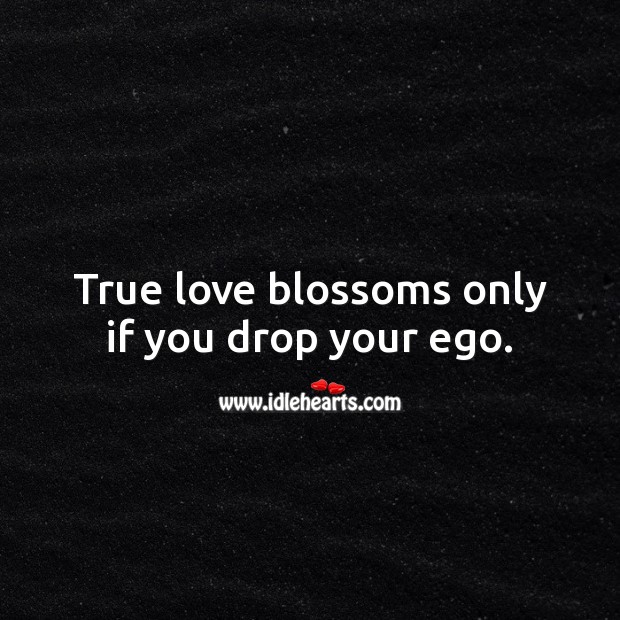 True love blossoms only if you drop your ego. True Love Quotes Image