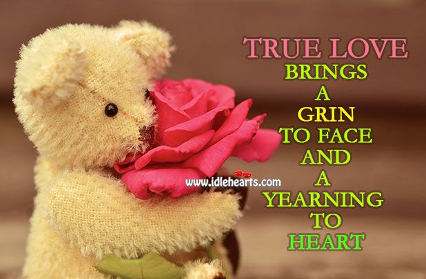True love brings a grin to face. Love Quotes Image