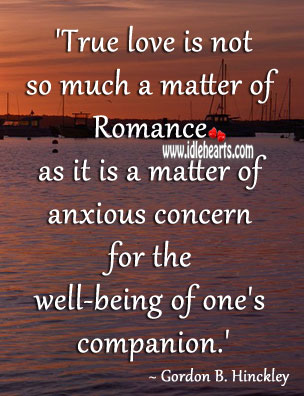 True love is concern for the well-being of one’s companion. Gordon B. Hinckley Picture Quote