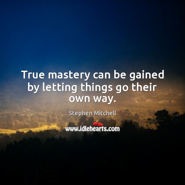 True mastery can be gained by letting things go their own way. Stephen Mitchell Picture Quote