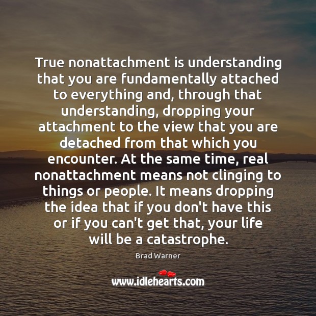 True nonattachment is understanding that you are fundamentally attached to everything and, Brad Warner Picture Quote