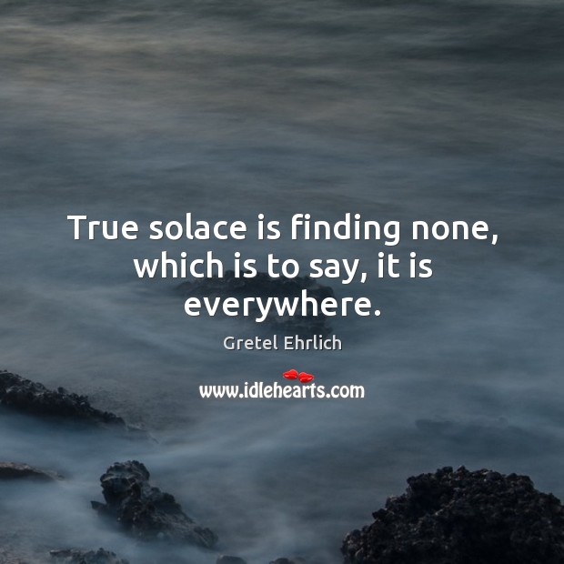 True solace is finding none, which is to say, it is everywhere. Gretel Ehrlich Picture Quote