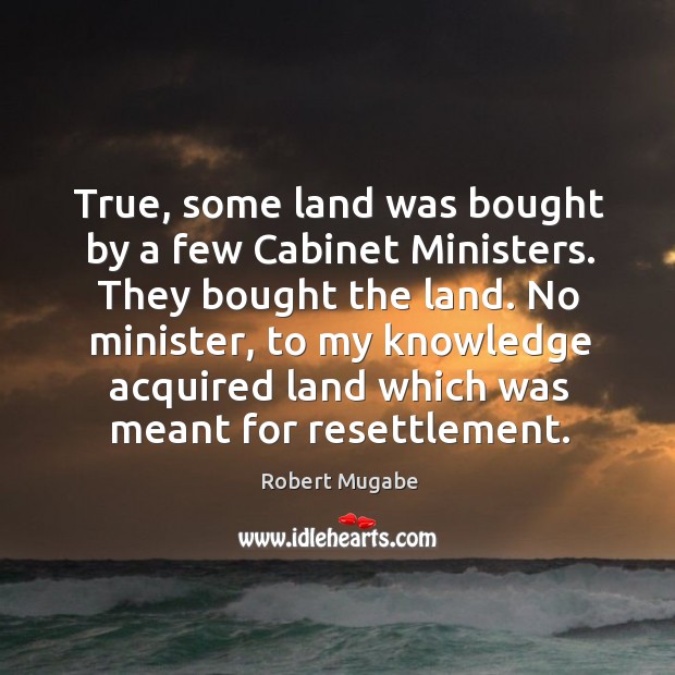 True, some land was bought by a few cabinet ministers. Robert Mugabe Picture Quote