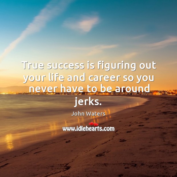 True success is figuring out your life and career so you never have to be around jerks. John Waters Picture Quote