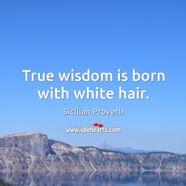 True wisdom is born with white hair. Sicilian Proverbs Image