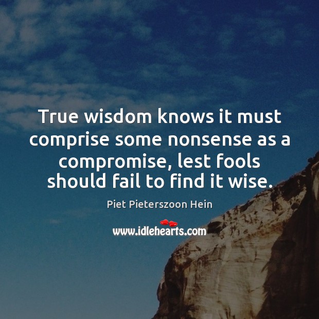 True wisdom knows it must comprise some nonsense as a compromise, lest Piet Pieterszoon Hein Picture Quote