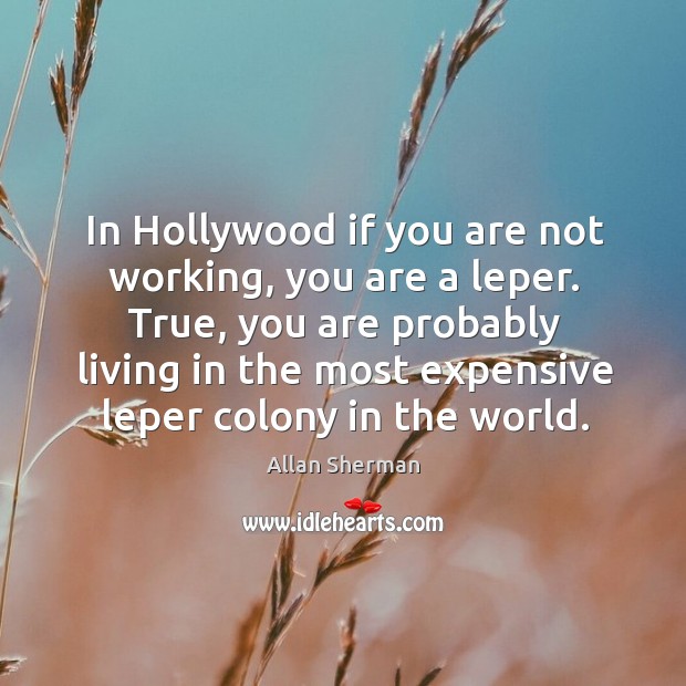 True, you are probably living in the most expensive leper colony in the world. Allan Sherman Picture Quote