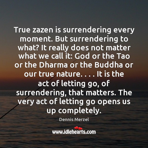 True zazen is surrendering every moment. But surrendering to what? It really Letting Go Quotes Image