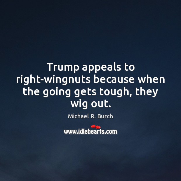 Trump appeals to right-wingnuts because when the going gets tough, they wig out. Image