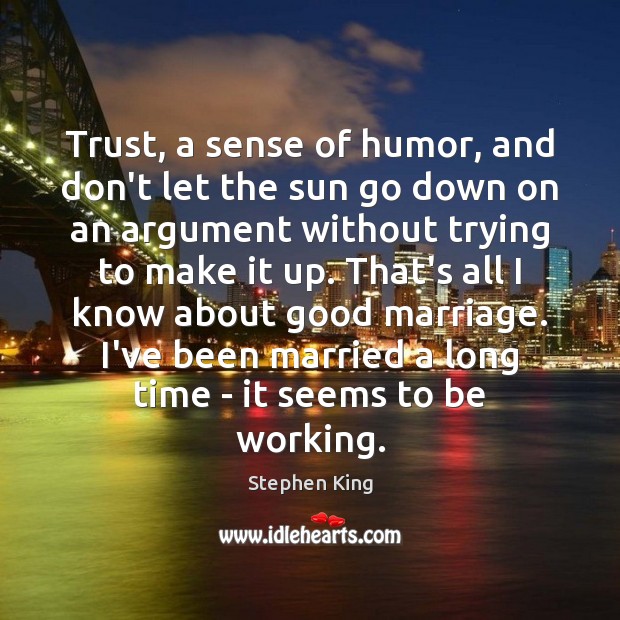 Trust, a sense of humor, and don’t let the sun go down Image