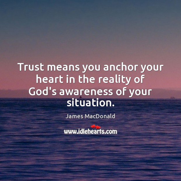 Trust means you anchor your heart in the reality of God’s awareness of your situation. James MacDonald Picture Quote