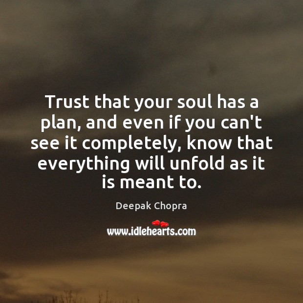 Trust that your soul has a plan, and even if you can’t Deepak Chopra Picture Quote