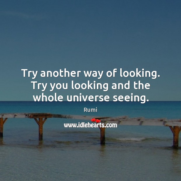 Try another way of looking. Try you looking and the whole universe seeing. 