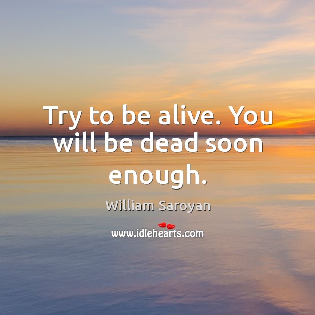 Try to be alive. You will be dead soon enough. William Saroyan Picture Quote