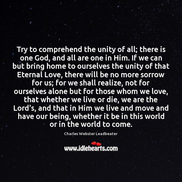 Try to comprehend the unity of all; there is one God, and Image