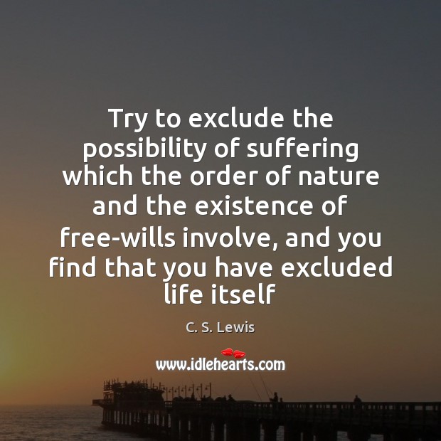 Try to exclude the possibility of suffering which the order of nature C. S. Lewis Picture Quote