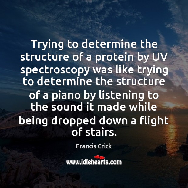 Trying to determine the structure of a protein by UV spectroscopy was Francis Crick Picture Quote