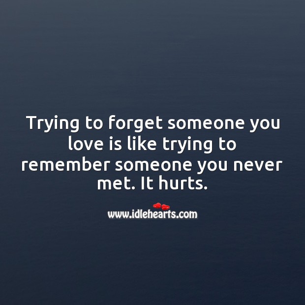 Trying to forget someone you love Love Hurts Quotes Image