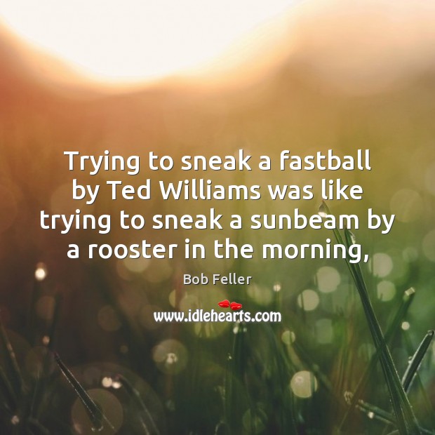Trying to sneak a fastball by Ted Williams was like trying to Bob Feller Picture Quote