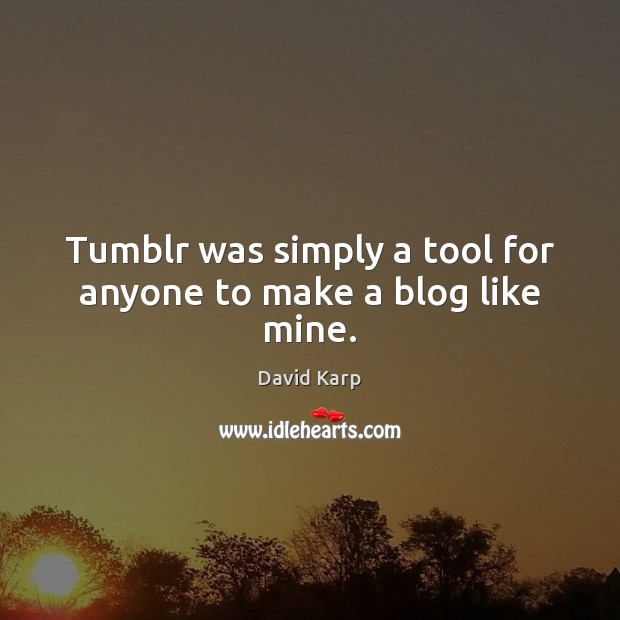 Tumblr was simply a tool for anyone to make a blog like mine. David Karp Picture Quote
