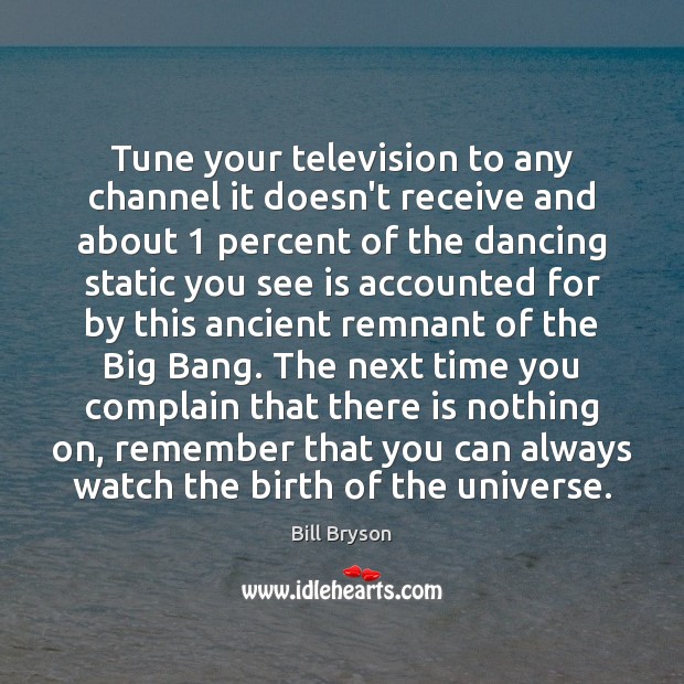 Tune your television to any channel it doesn’t receive and about 1 percent Bill Bryson Picture Quote