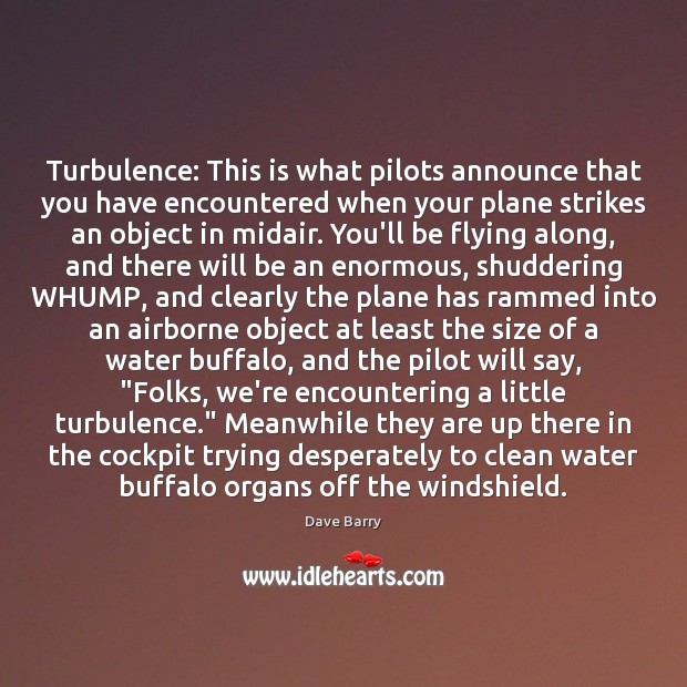 Turbulence: This is what pilots announce that you have encountered when your Dave Barry Picture Quote