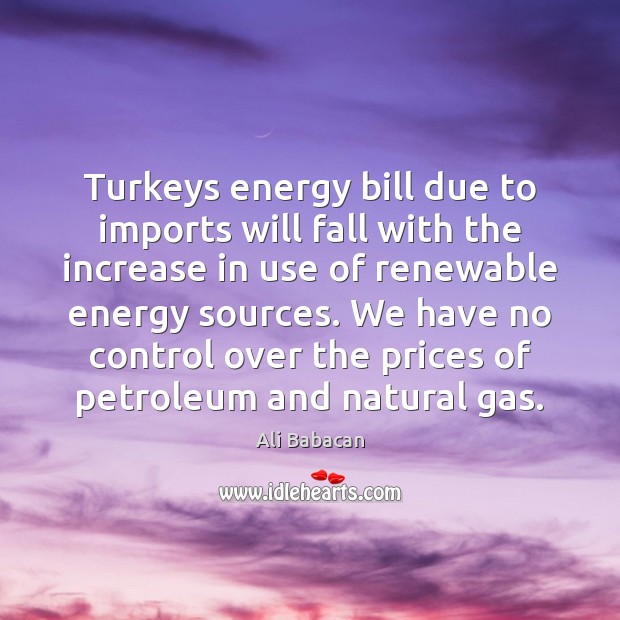 Turkeys energy bill due to imports will fall with the increase in Ali Babacan Picture Quote
