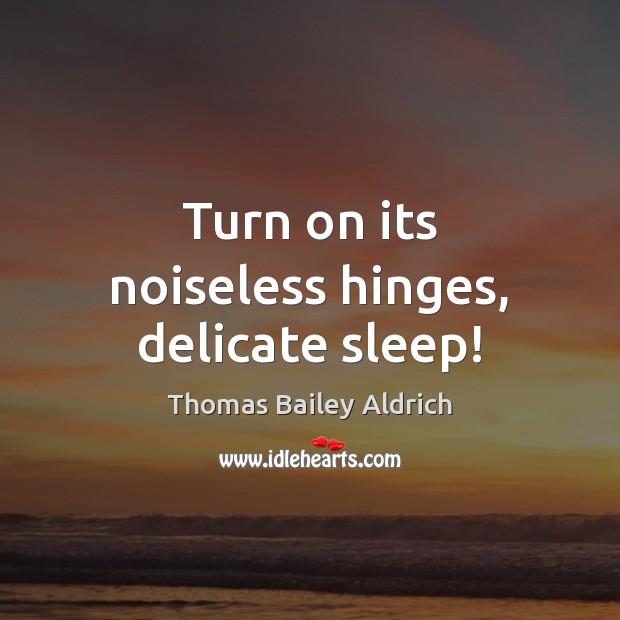 Turn on its noiseless hinges, delicate sleep! Thomas Bailey Aldrich Picture Quote