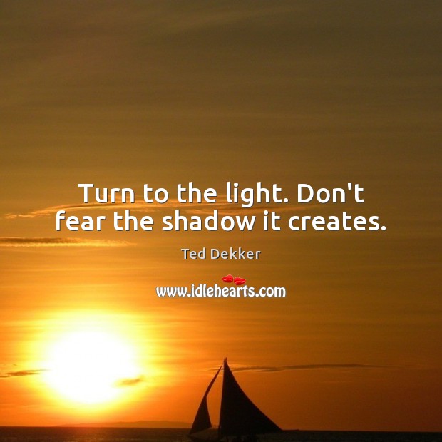 Turn to the light. Don’t fear the shadow it creates. Ted Dekker Picture Quote