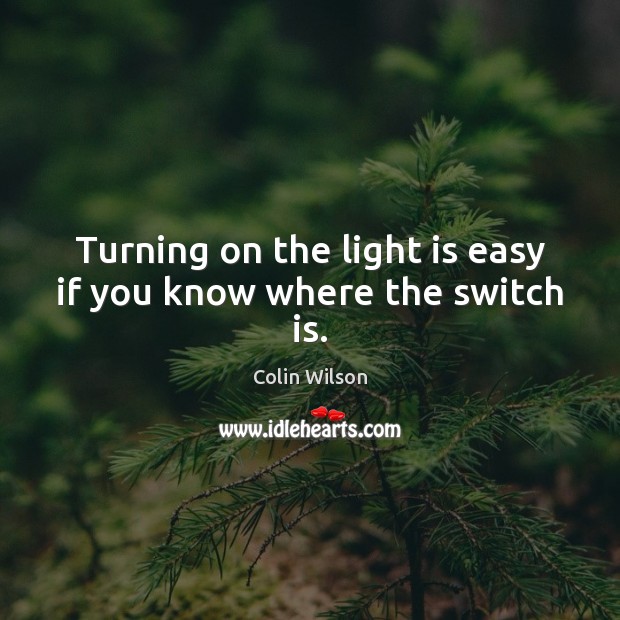 Turning on the light is easy if you know where the switch is. Colin Wilson Picture Quote