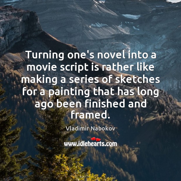 Turning one’s novel into a movie script is rather like making a Image