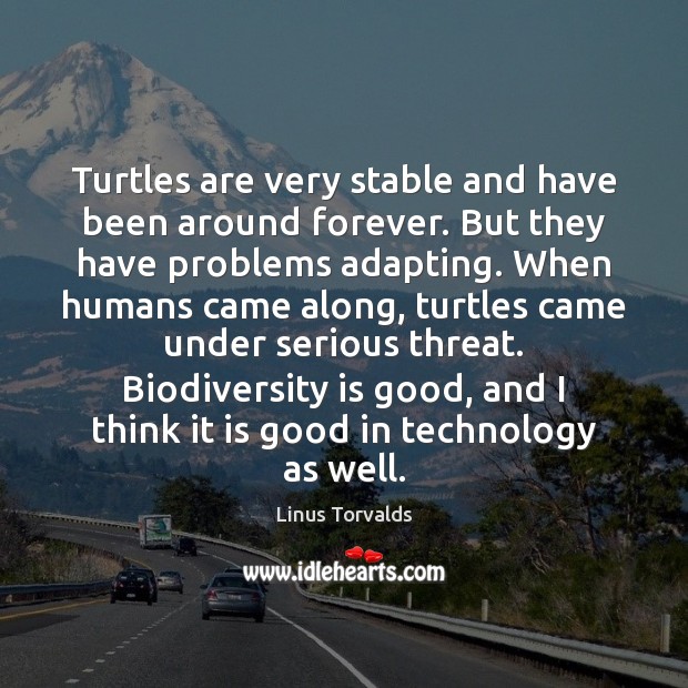 Turtles are very stable and have been around forever. But they have Linus Torvalds Picture Quote