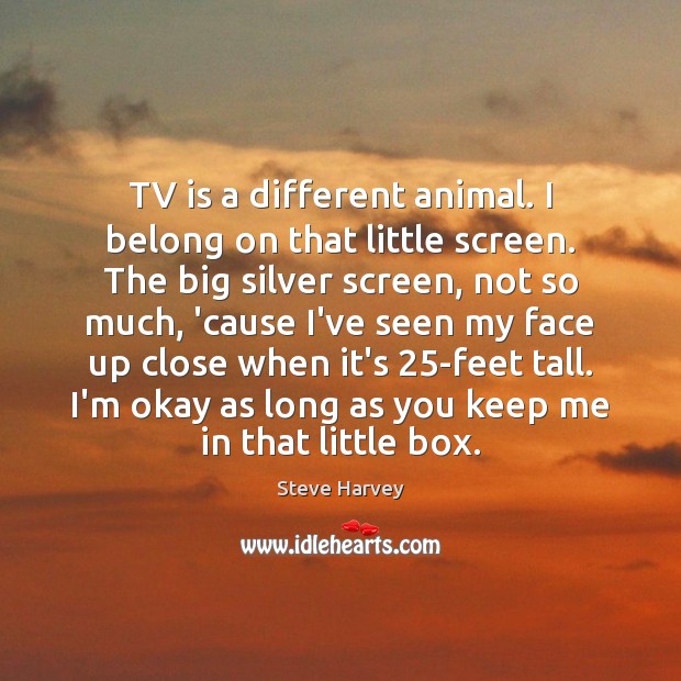 TV is a different animal. I belong on that little screen. The Image