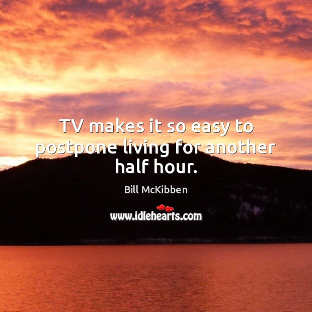 TV makes it so easy to postpone living for another half hour. Bill McKibben Picture Quote