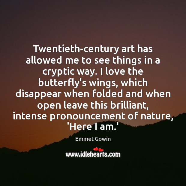 Twentieth-century art has allowed me to see things in a cryptic way. Emmet Gowin Picture Quote