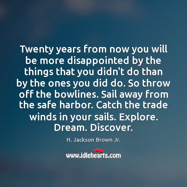 Twenty years from now you will be more disappointed by the things H. Jackson Brown Jr. Picture Quote