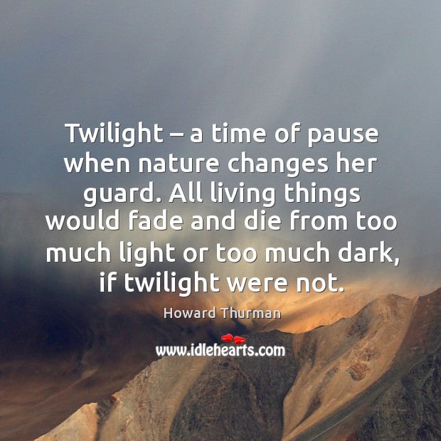 Twilight – a time of pause when nature changes her guard. Image