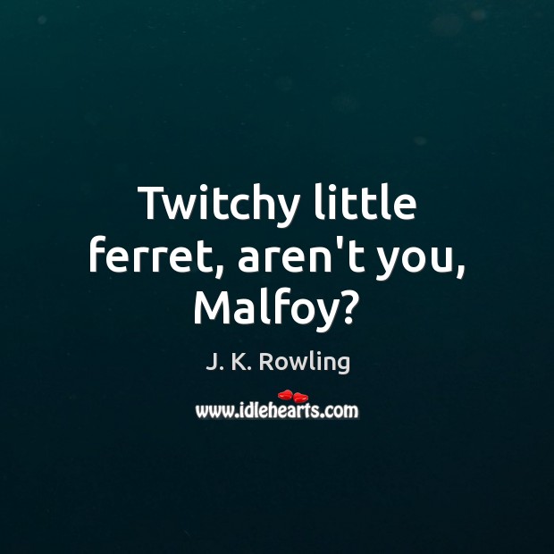 Twitchy little ferret, aren’t you, Malfoy? J. K. Rowling Picture Quote