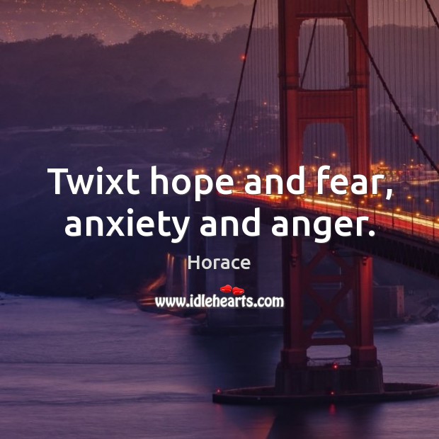Twixt hope and fear, anxiety and anger. Horace Picture Quote