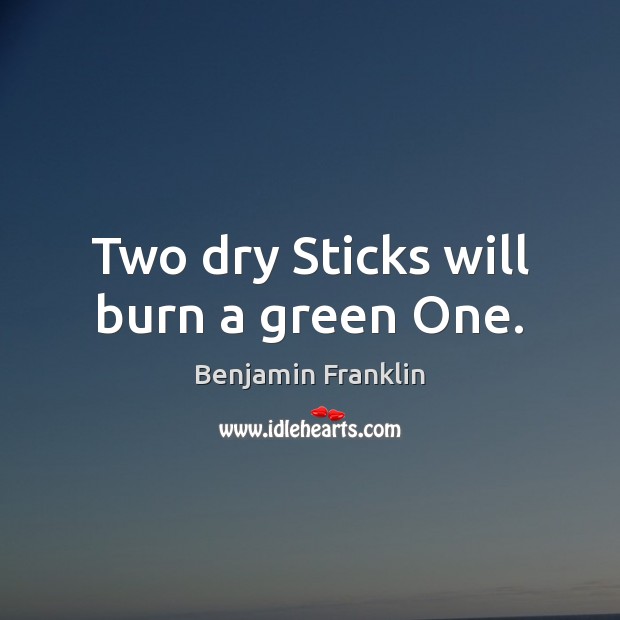 Two dry Sticks will burn a green One. Image
