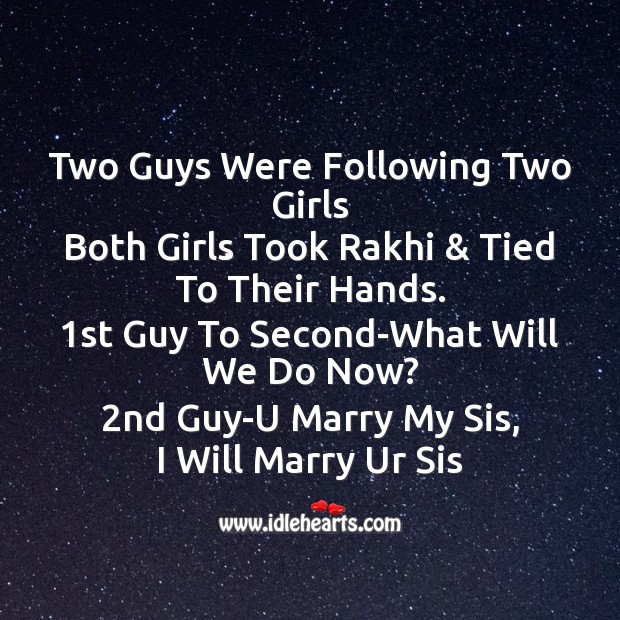 Two guys were following two girls Raksha Bandhan Messages Image