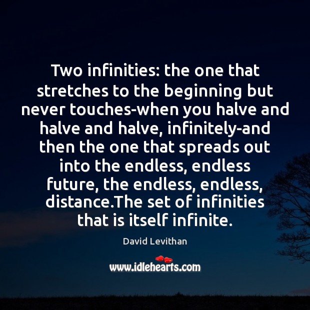 Two infinities: the one that stretches to the beginning but never touches-when David Levithan Picture Quote