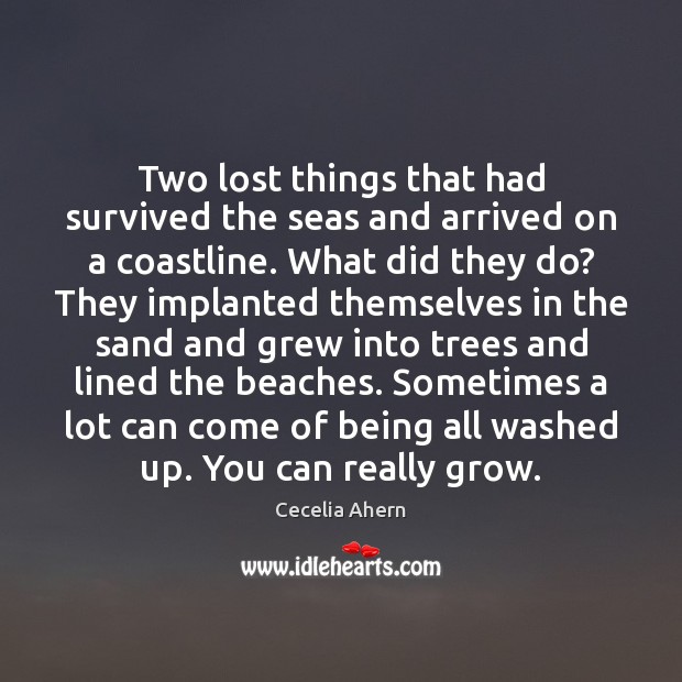 Two lost things that had survived the seas and arrived on a Cecelia Ahern Picture Quote