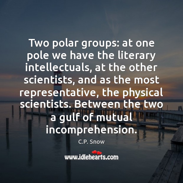 Two polar groups: at one pole we have the literary intellectuals, at C.P. Snow Picture Quote