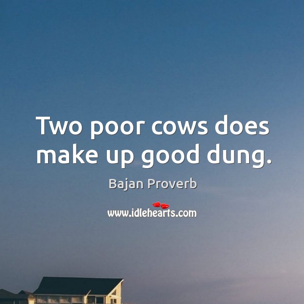 Two poor cows does make up good dung. Bajan Proverbs Image
