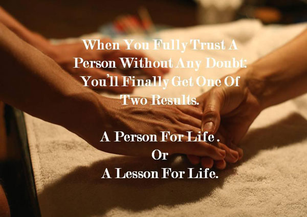 When you fully trust a person without any doubt Image