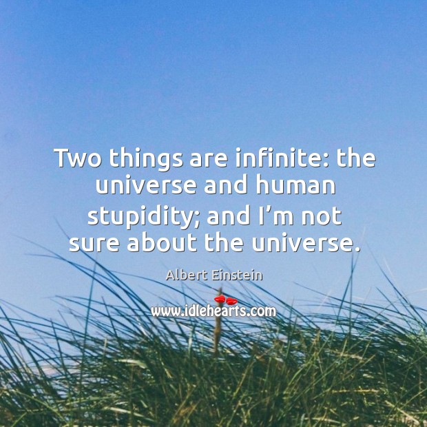 Two things are infinite: the universe and human stupidity; and I’m not sure about the universe. Albert Einstein Picture Quote