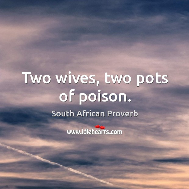 Two wives, two pots of poison. South African Proverbs Image