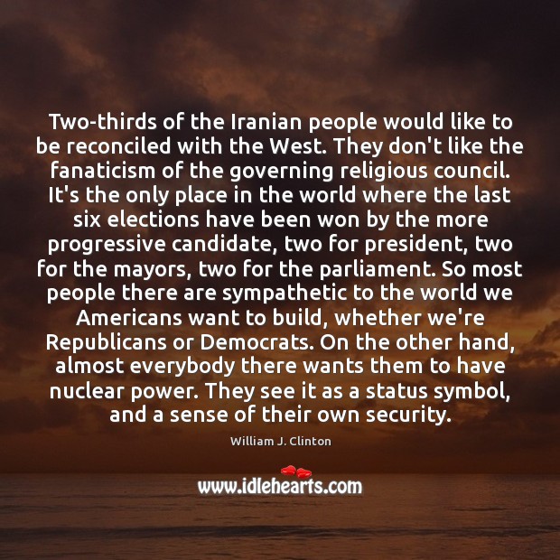 Two-thirds of the Iranian people would like to be reconciled with the 